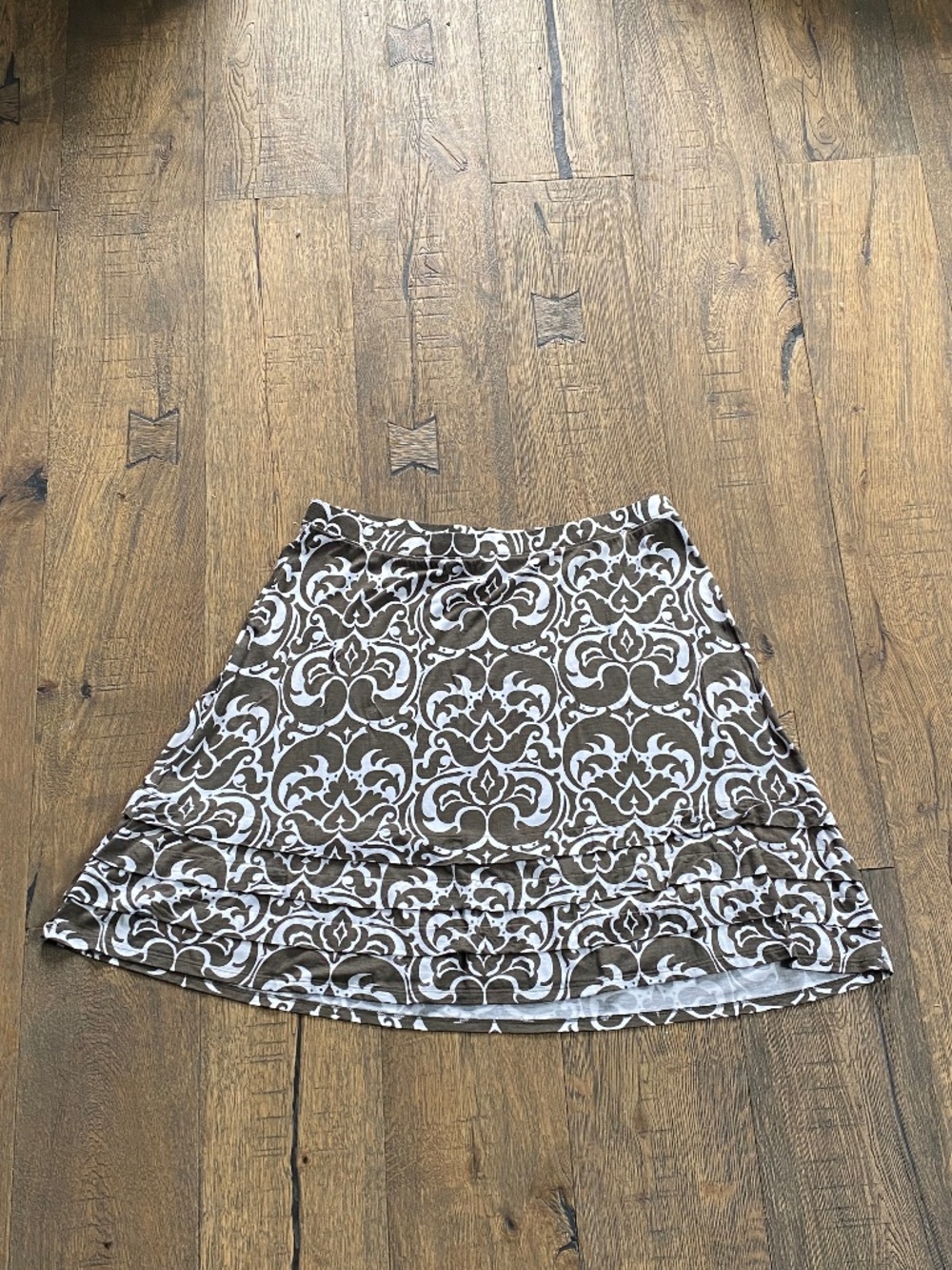 INC International Concepts Woman 2X Brown Scroll Print A-Line Skirt